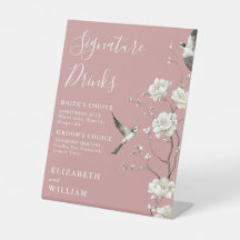 Dusty Rosa Chinoiserie Signature Boda bebidas