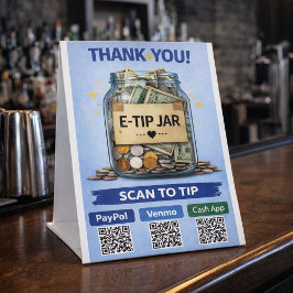 Expositor En L E-Tip Jar Scan to Pay QR Code Pedestal Sign