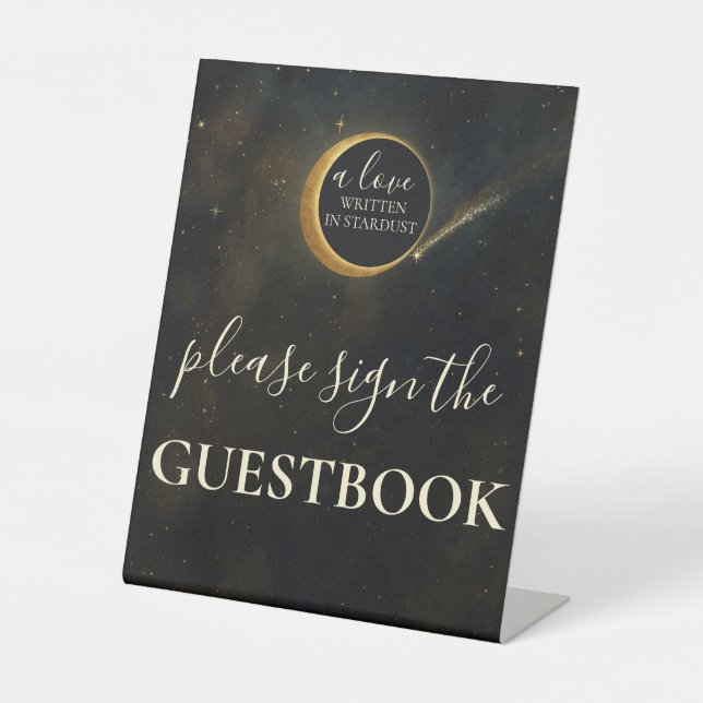 Expositor En L Eclipse de Stardust Dorado Rótulo Boda celeste (Anverso)