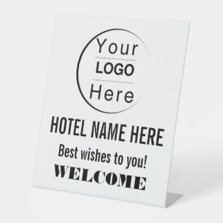 Expositor En L Editable Hotel Welcome Sign Logo & Business Name