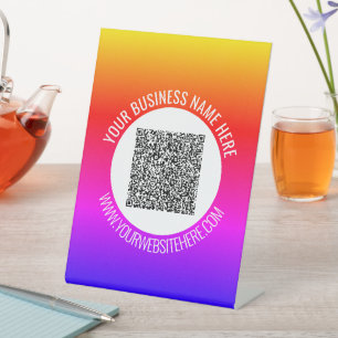 Expositor En L Ejemplo de letrero de pedestal de código QR y text