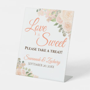 Expositor En L El amor es dulce Coral Peach Boho Floral Boda