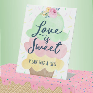 Expositor En L El amor es dulce toma un regalo Helado de acuarela