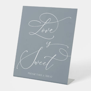 Expositor En L El amor es dulce y duro Boda Minimalista gris azul