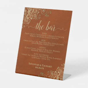 Expositor En L El bar - Naranja oxidado y Boda del menú de bebida