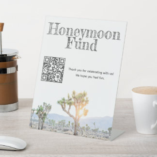 Expositor En L El Boda del Boho Joshua Tree Honeymoon Fund QR Cod