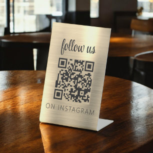 Expositor En L El código QR Minimalista de oro nos sigue en Insta