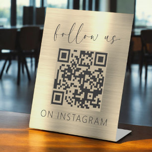 Expositor En L El código QR Minimalista de oro nos sigue en Insta