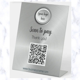 Expositor En L El código QR sin contacto de acero cepillado paga