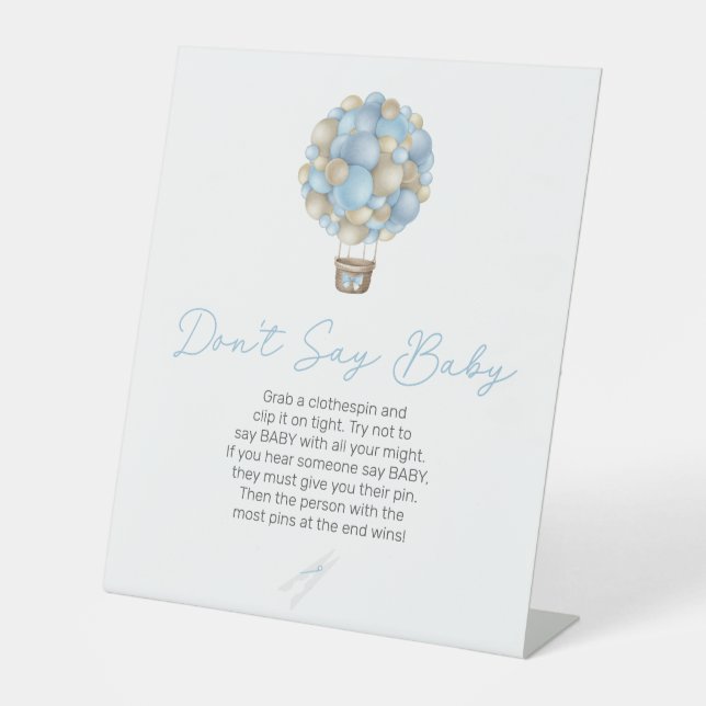 Expositor En L El globo azul de aire caliente Baby Shower no dice (Anverso)