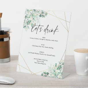 Expositor En L El menú de la barra de bebidas del Boda Eucalyptus