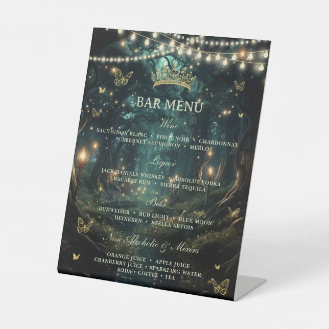 Expositor En L El menú del bar Quinceanera, con estrellas foresta (Anverso)