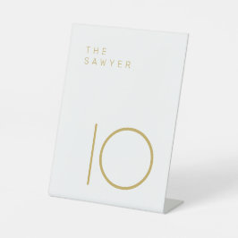 Expositor En L El número de la mesa dorada y blanca del Sawyer 10