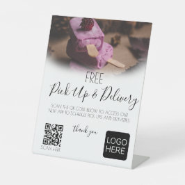 Expositor En L El restaurante entrega código QR Rótulo Pedesto