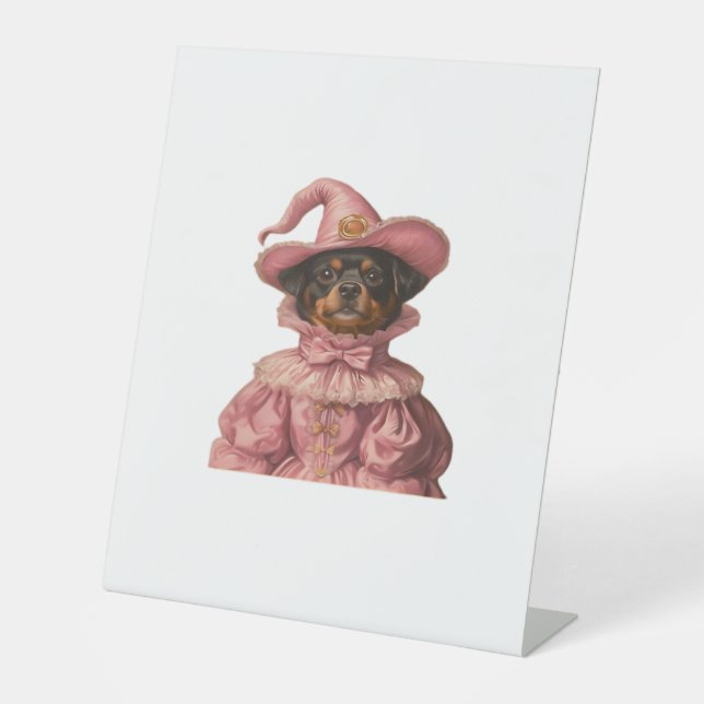 Expositor En L El rotuiler cachorro vestido de bruja rosada - Ha  (Anverso)