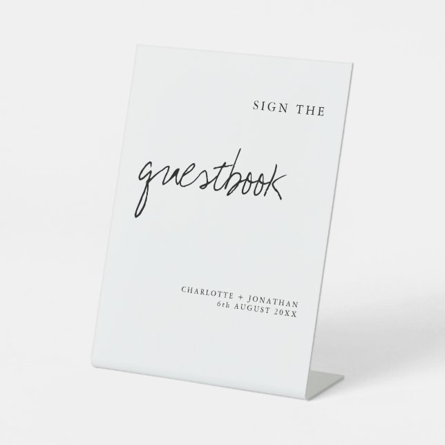 Expositor En L El Rótulo moderno el Rótulo Boda Guestbook (Anverso)
