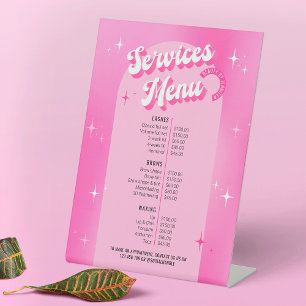 Expositor En L El spa de belleza Girly Pink Retro Lanza Menú List