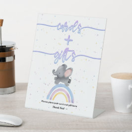 Expositor En L Elefante lindo con Baby Shower arcoiris colorido