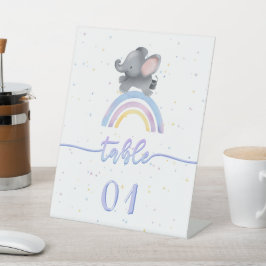 Expositor En L Elefante lindo con Baby Shower arcoiris colorido