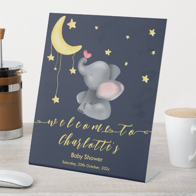 Expositor En L Elefante lindo con Baby Shower de mariposa pequeña (In Situ)