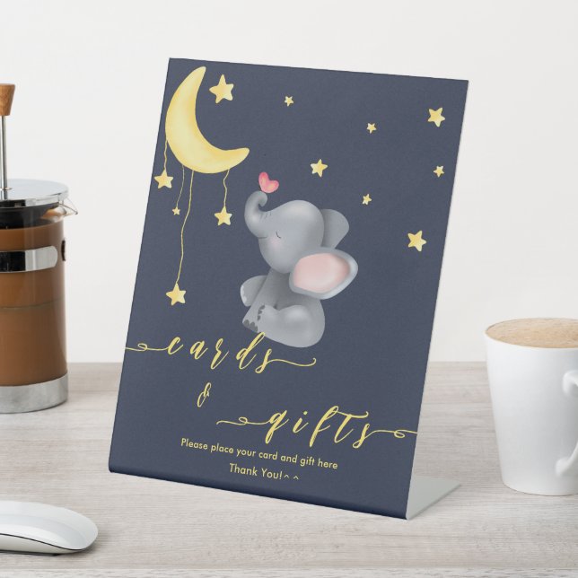 Expositor En L Elefante lindo con Baby Shower de mariposa pequeña (In Situ)