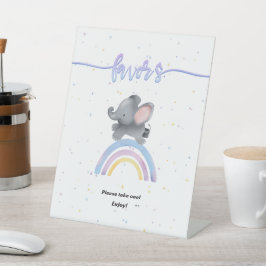 Expositor En L Elefante lindo con el arcoiris Baby Shower a favor