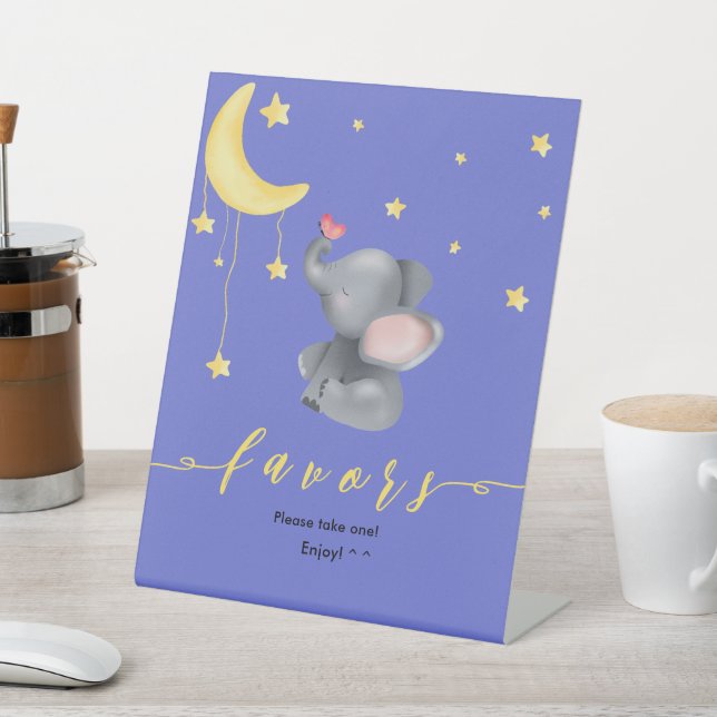 Expositor En L Elefante lindo y Baby Shower mariposa a favor (In Situ)