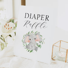 Expositor En L Elefante moderno verde Baby Shower Diaper Raffle
