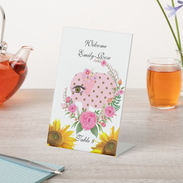 Expositor En L Elefante rosa Rosa floral Rótulo peatonal (In Situ)