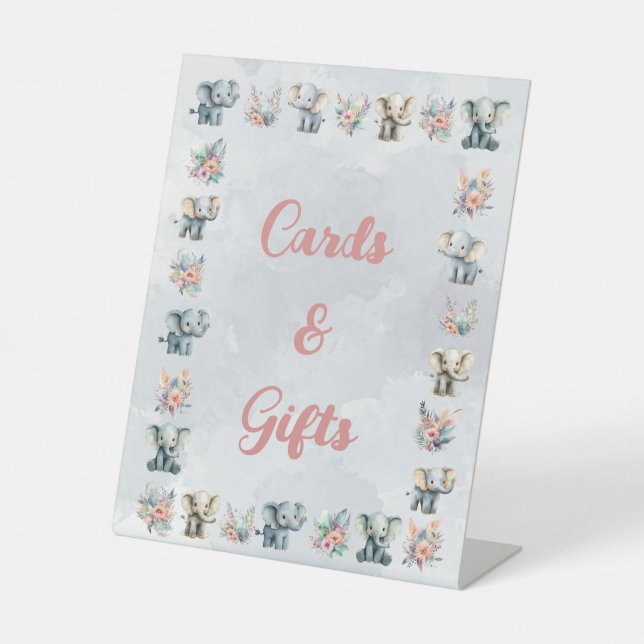 Expositor En L Elefantes y flores de la selva boho en cumpleaños  (Anverso)