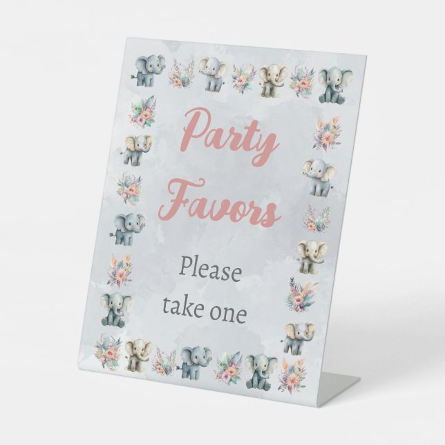 Expositor En L Elefantes y flores de la selva boho en cumpleaños  (Anverso)