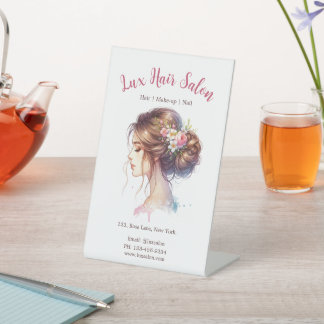 Expositor En L Elegancia floral suave rosa Rótulo peatonal