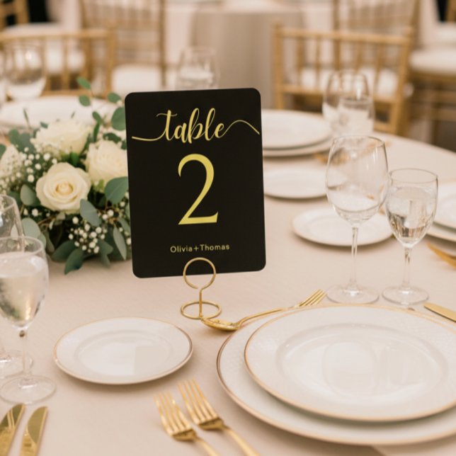 Expositor En L Elegant Black and Gold Wedding Table Number (Subido por el creador)