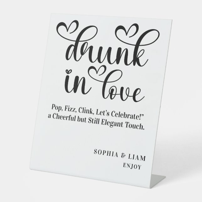 Expositor En L Elegant Black and White Drunk in Love Bar Wedding (Anverso)