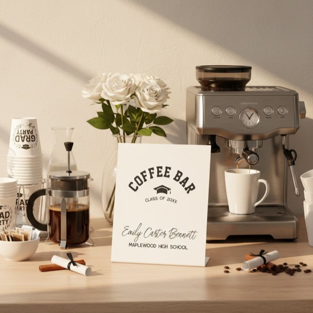 Expositor En L Elegant Black and White Graduation Coffee Bar (Subido por el creador)