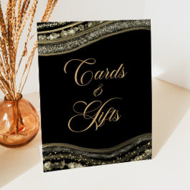 Expositor En L Elegant Black Gold Agate Cards & Gifts