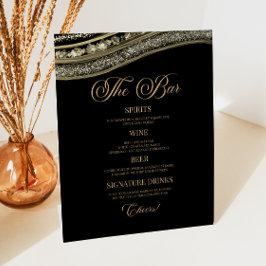 Expositor En L Elegant Black Gold Agate Party Bar Menu