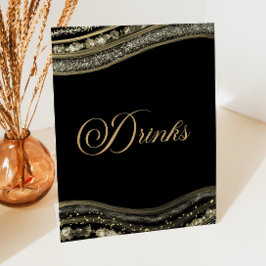 Expositor En L Elegant Black Gold Agate Party Drinks