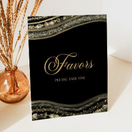 Expositor En L Elegant Black Gold Agate Party Favors