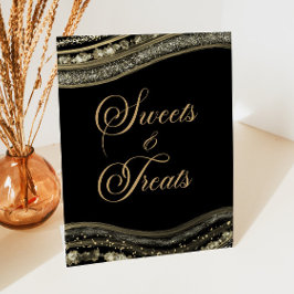 Expositor En L Elegant Black Gold Agate Sweets and Treats