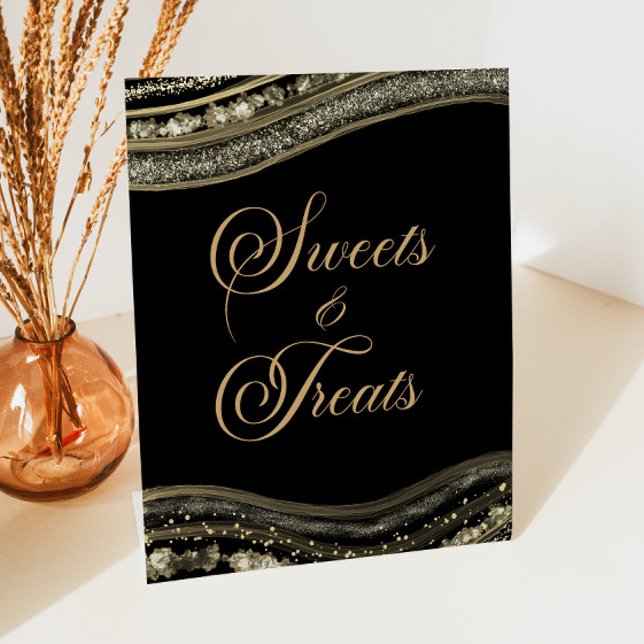 Expositor En L Elegant Black Gold Agate Sweets and Treats (Subido por el creador)