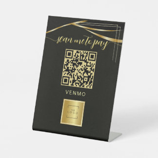 Expositor En L Elegant black gold venmo Payment Qr code 