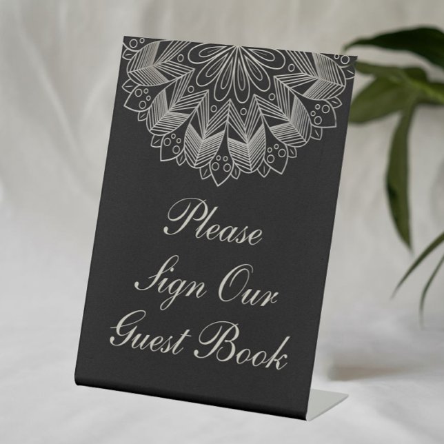 Expositor En L Elegant Black Indian Boho Wedding Guest Book (Subido por el creador)