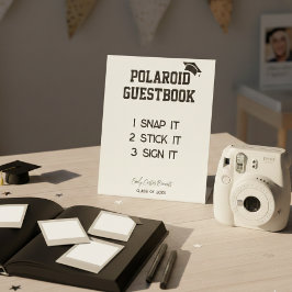 Expositor En L Elegant Black White Graduation Polaroid Guestbook 