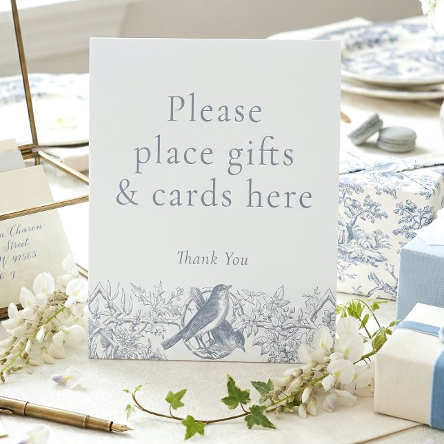 Expositor En L Elegant Blue Chinoiserie Nature Bird Bridal Shower (Subido por el creador)
