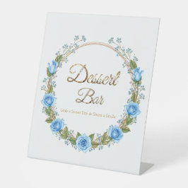 Expositor En L Elegant Blue Roses & Baby’s Breath Dessert Bar