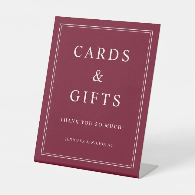 Expositor En L Elegant Burgundy Cards And Gifts Wedding (Anverso)