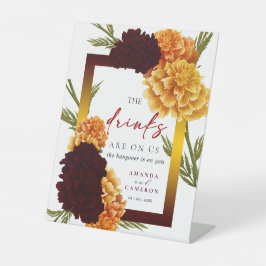 Expositor En L Elegant Burgundy Red  "Marigold" Open Bar Wedding