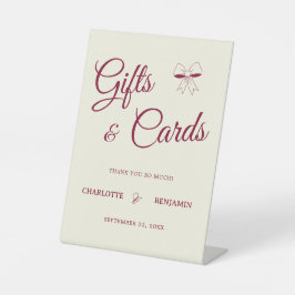 Expositor En L Elegant Burgundy Script Cream Ivory Bow Wedding