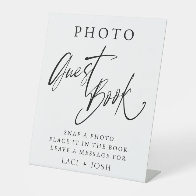 Expositor En L Elegant Calligraphy Wedding Photo Guestbook Table  (Anverso)
